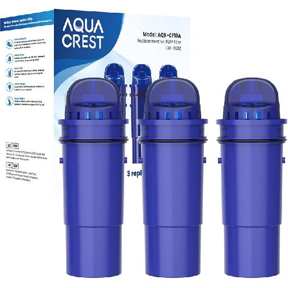 AQUA CREST CRF-950Z NSF Certified Pitcher Water Filter, Replacement for Pur CRF950Z, DS-1800Z, PPT700W, PPF951K, CR-1100C, CR-6000C, PPT711W, PPT711, 3