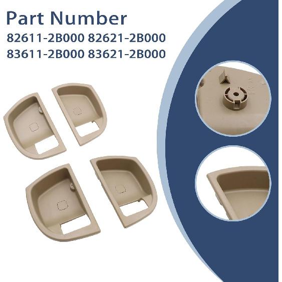 FZJDSD 4Pcs Beige Left and Right Inside Door Handle Frame Cover Bezel Compatible with Hyundai Santa Fe 2007 2008 2009 2010 2011 2012 Replace