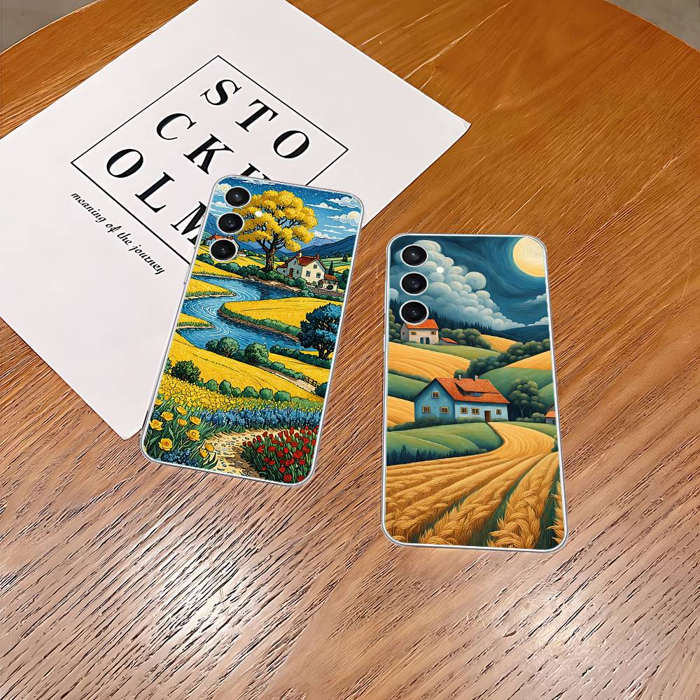 Rural Scenery Wheat Field Art Phone Case For Samsung Galaxy A52 A12 A51 S21 Edge S22ULTRA S23 S24 S20LITE Plus Ultra Transparent