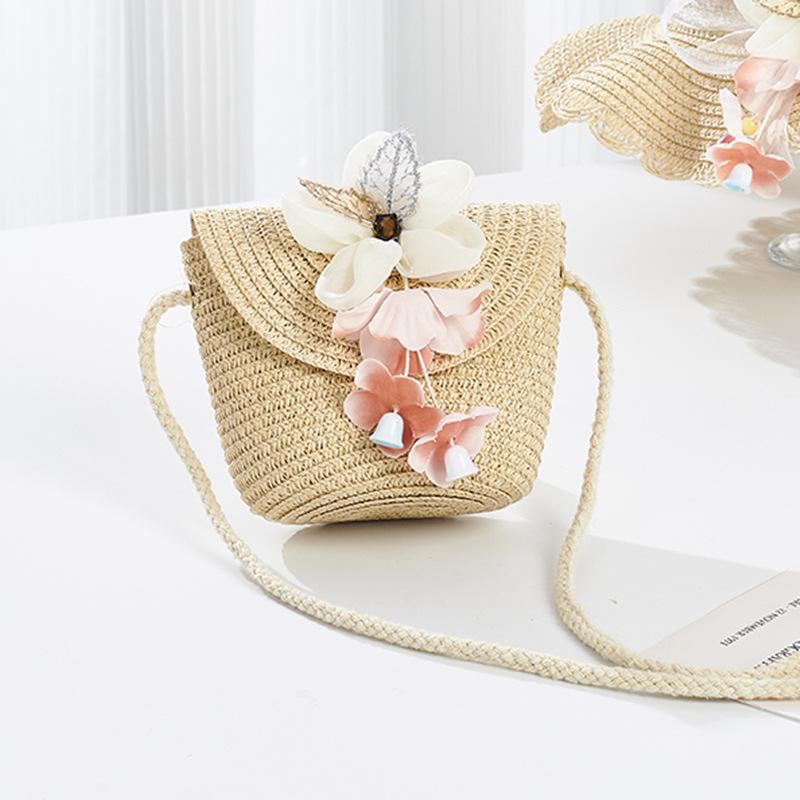 Girls' Straw Woven Coin Purse - Cute Outdoor Travel Handbag for Kids