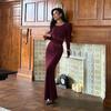European Style Women's Winter Long Sleeve Lace Patchwork Bodycon Dress