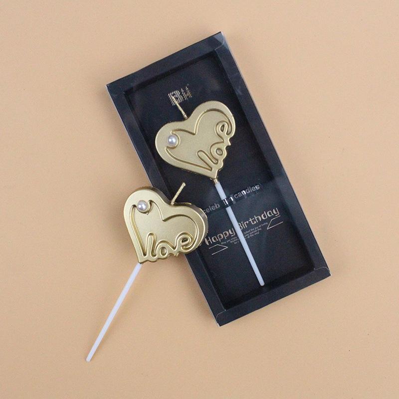 Valentine's Day Atmosphere Love Candle Golden LOVE Birthday Cake Candle PVC Box Packaging Birthday Party Party