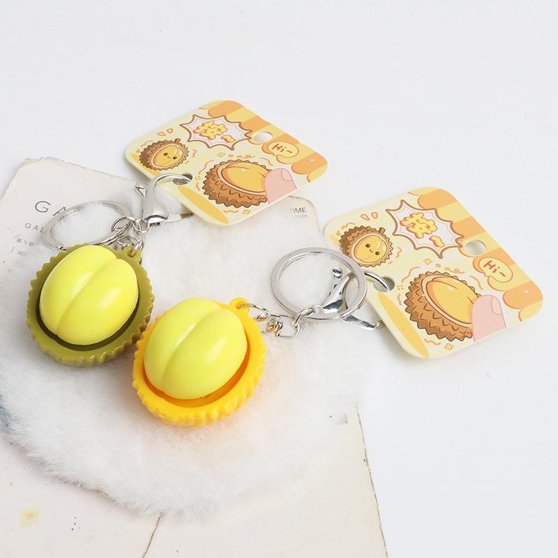 1Pcs Cute Stress Relief Pendant Mini Pressable Durian Keychain Fidget Toy Good Luck Charm For Bag Decoration