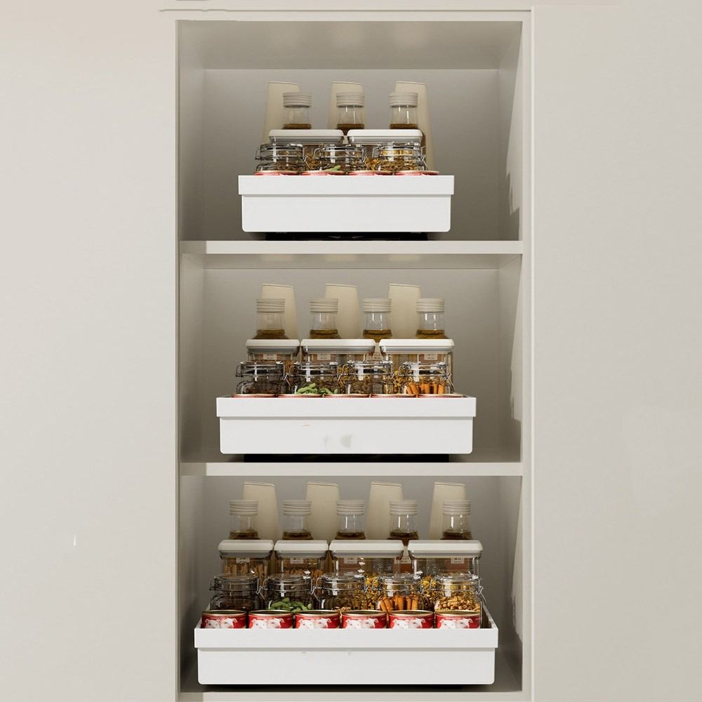 Pull-out Drawer Type Storage Tray Anti-slip Slide Out Pantry Shelves  Cutlery Storage