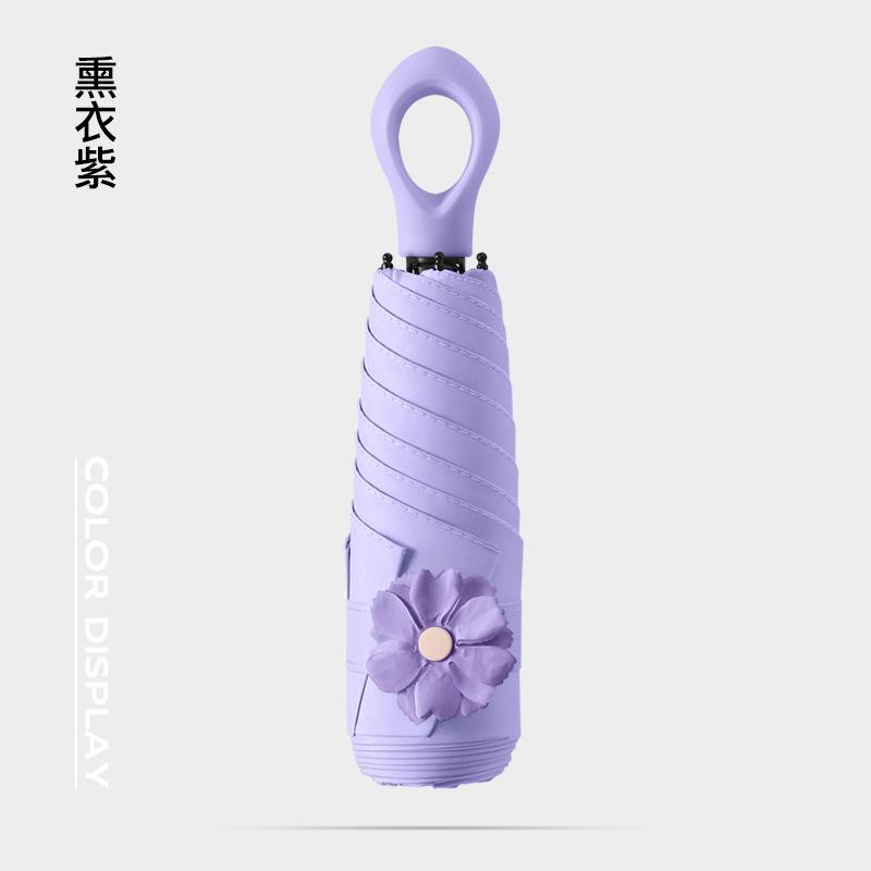 New 50% Off Six Bones Hand Open Vinyl Fabric Sunscreen Umbrella Love Handle Fashion Umbrella Climbing Flower Umbrella
