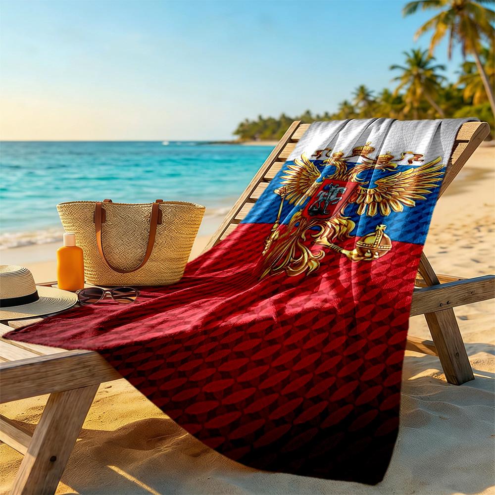 Russian Coat Of Arms Beach Towel Quick-Dry Soft Microfiber Comfortable Lightweight