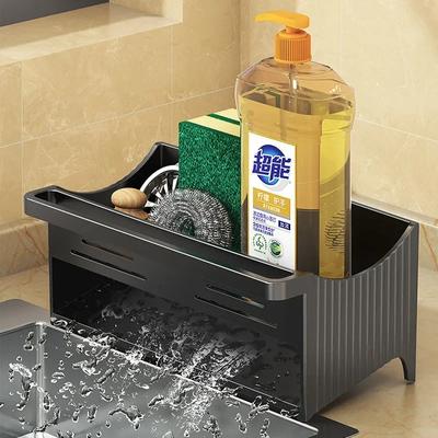 Kitchen Sink Rack With Self-draining Tray Sponge Rag Organizer Bathroom Cosmetic Facial Cleanser Holder Household Storage Shelf