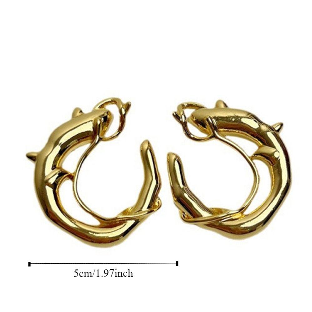 Exaggerated Carp Shaped Earrings Temperament Stud Earrings Round Metal Earrings  Holiday Party