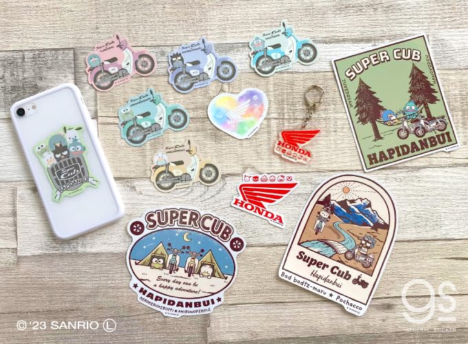 Glücklicher Danby x Super Cub Acryl Schlüsselanhänger Logo Charakter Sanrio Super Cub Honda Niedliche Kollaboration Marke GS Offizielles Merchandise LCK061