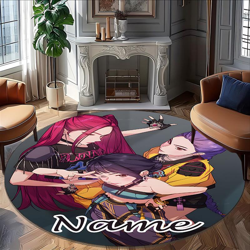 Personalized K-KPop Demon Hunters Round Chair Office Rug - Perfect for Mat, Office Chair & More - Ideal Gift for Birthdays and Holidays
