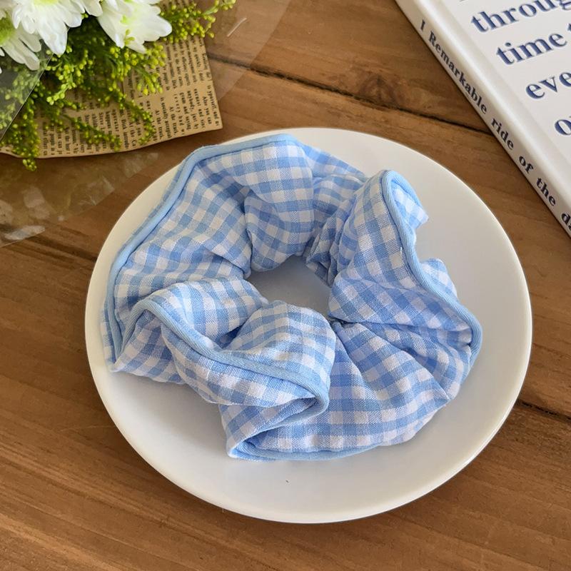 Stoff blau kariert floral Haarband süßes Mädchen Herz vielseitig Dickdarm-Haarband modisch klein frisch Haarschmuck Frauen