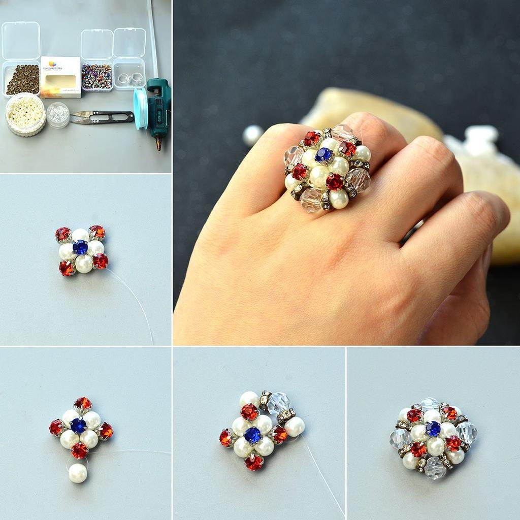 PH PandaHall Set of About 900 Mixed Acrylic Rhinestone Beads with Base 5x5x4mm Assorted Set 4 Claws 5 Holes Bijou Accessory Parts Resin Charm Parts