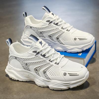Summer Men's Shoes New Breathable Mesh Shoes Men's Sports Shoes Trend Joker Platform Leisure Running Daddy Shoes.