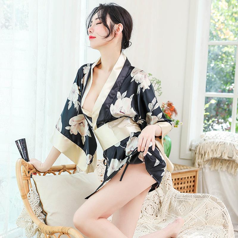 Japanese Kimono Extreme Temptation Sexy Lingerie Cosplay Passion Bow Strap Uniform Suit Summer