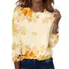 Women's Casual Long Sleeve Leaf Print Neck Blouse