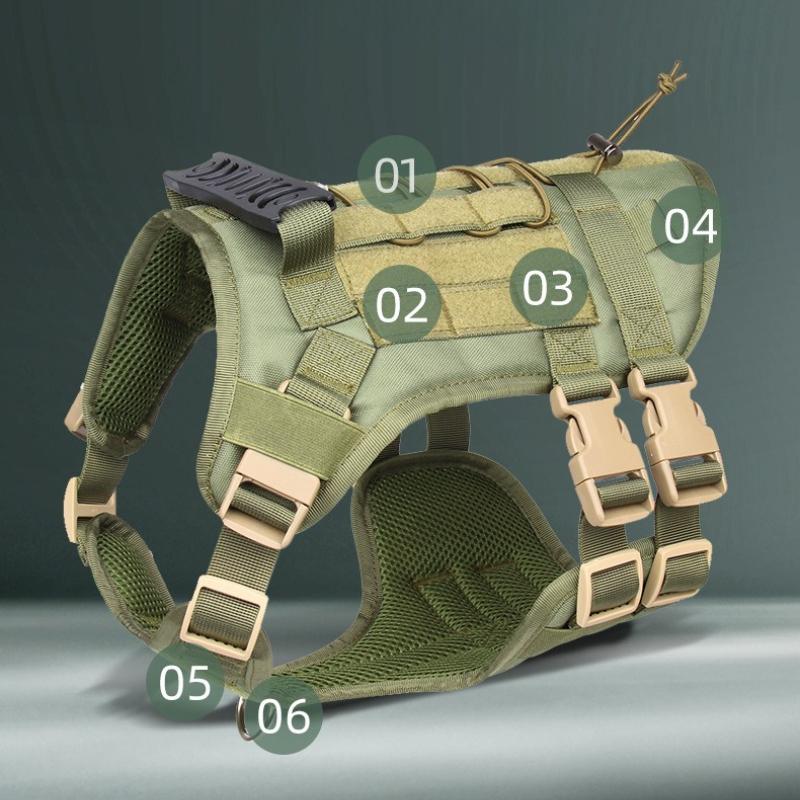 Wear-resistant Tactical Chest Strap Outdoor Waterproof Explosion-proof Punching Traction Rope Medium Large Working Dogs Training Vest with Handle