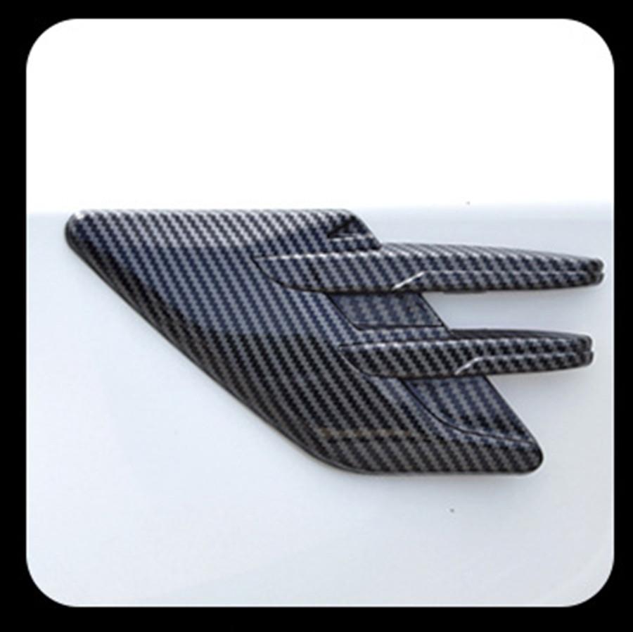 Decorative Car Side Fender Air Outlet Vent Cover Bonnet Decor Molding Part Car Styling Shark Gill Decoration Sticker Carbon Fiber Color