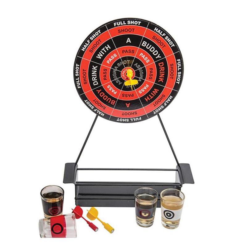 Includes Magnetic Mini Drinking Game Dart Shooting Party Roulette with 4 Cups and 1 Target Rack 4 Darts Betting Bar Game Wineset
