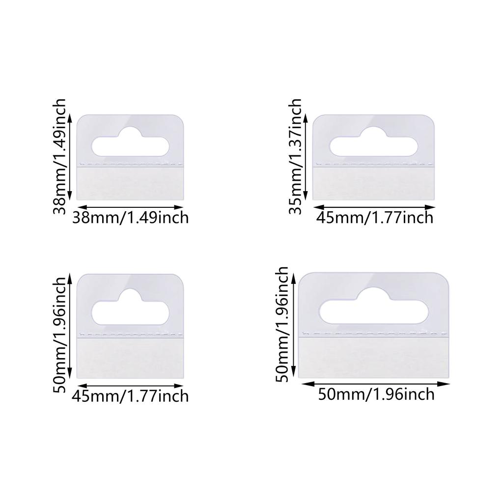 200pcs Clear Self Adhesive Slot Hole Hanging Tabs for Retail Display and Home Organization Waterproof Plastic Hooks