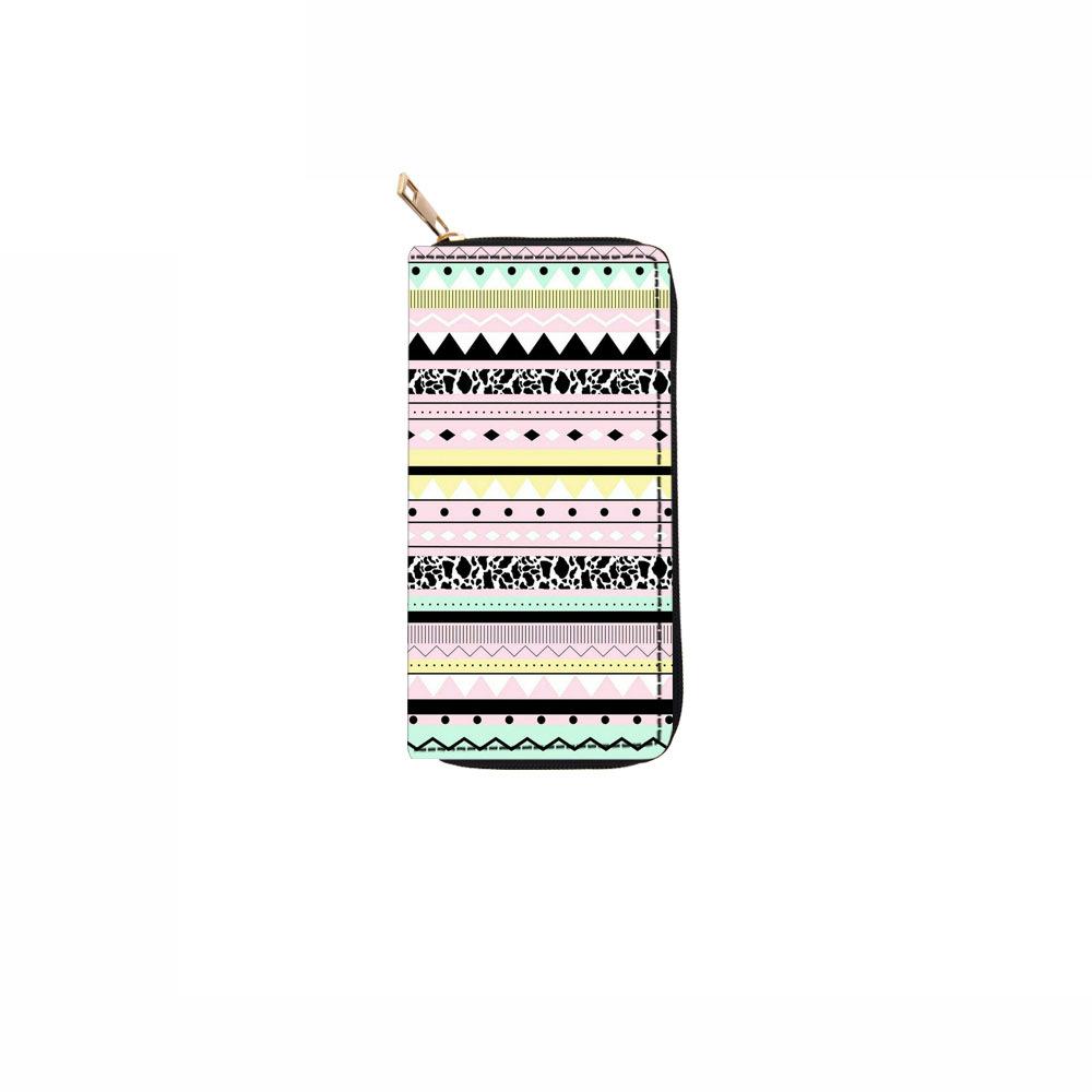 New Simple Ethnic Style Long Zipper Wallet Plaid Wallet Pattern