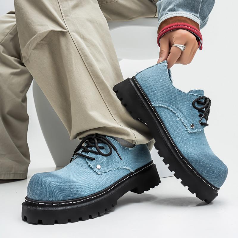 Scarpe Derby da Uomo Britanniche Retrò a Punta Tonda Larga Scarpe da Uomo con Plateau per Esterno e Affari Scarpe Casual in Pelle Robuste Zapatos Hombre
