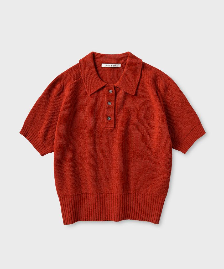 NONBLANK Raglan Half Sleeve Collar Knit_Crimson