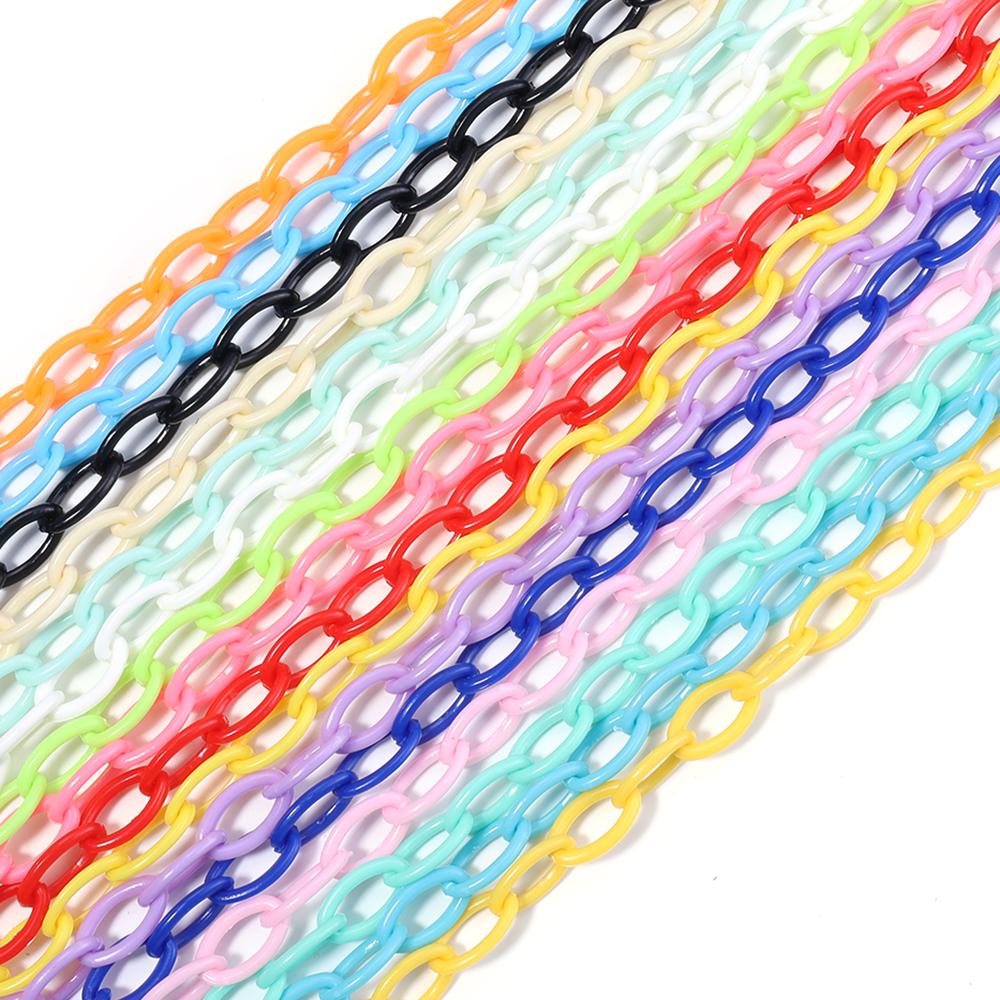 5pcs/lot 50cm Plastic Link Chain Colorful Extension Chains For Jewelry Making DIY Bracelet Necklace Phone Key Bag Chain Supplies