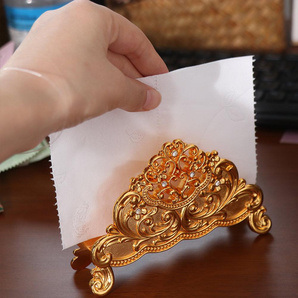 European Style Metal Paper Dispenser Zinc Zinc Zinc Alloy Gold Tissue Box Shiny Napkin Holder  Coffee Shop