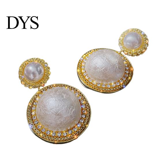 Party Earrings 1 Pair Women Large Faux Pearls Rhinestones Ear Studs Exaggerated Electroplating Korean Style Birthday Gifts