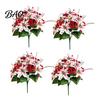 Decorative Plants for Planters Artificial Poinsettia Flowers, Christmas Fake Floral Berry Centerpiece, Fade-Resistant Dieffenbachia Red And White Home