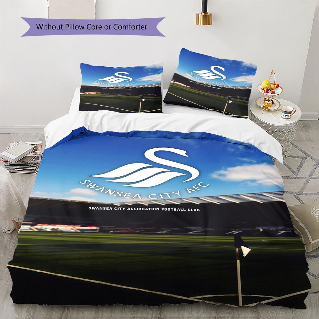 Biancheria da letto con motivo Swansea AFC Decorazione per la casa Regalo di compleanno ( 1 copripiumino + 2 federe, senza imbottitura),merchandising per fan.