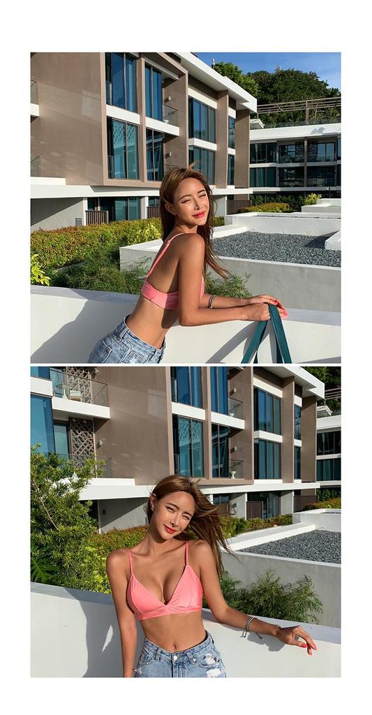 2026 Korean Sexy Solid Color Triangle Bikini for Small Busts - Women's Beach Vacation Swimwear