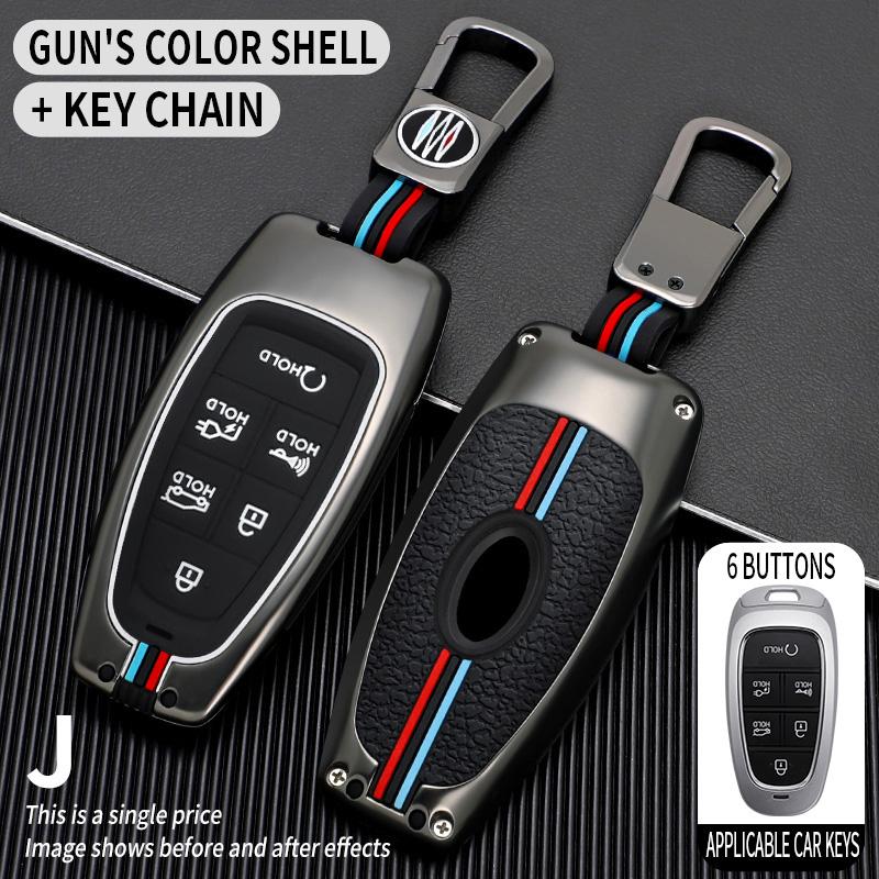 

Styling Mouldings Car Key Holder Case Cover For Hyundai Tucson Solaris Sonata Hybrid NEXO NX4 Santafe Dn8 4 Buttons 2020 2021 20 серый
