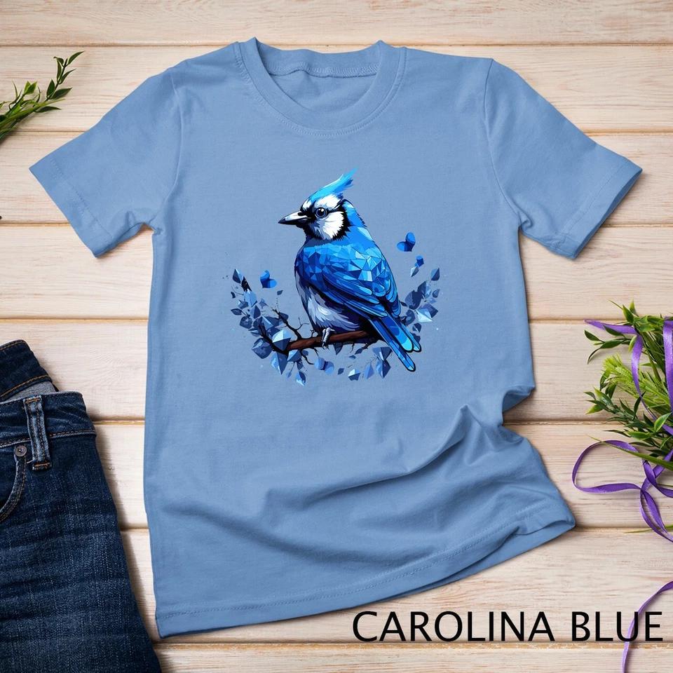 Blue Jay Geometric Patten Art,Cute Blue Jay Bird Lover Tee Unisex T-shirt 3 3XL