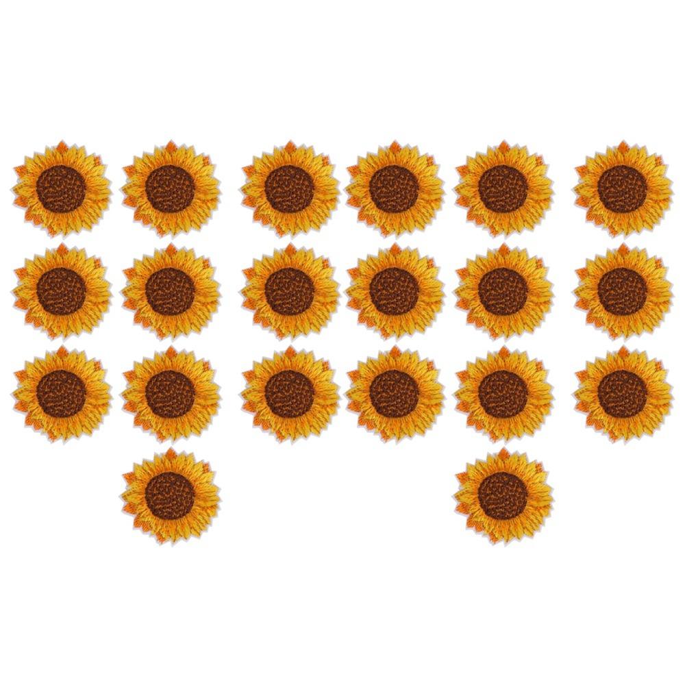 20 Stück DIY Bastel Sonnenblumen Stickerei Aufnäher Stickerei Zubehör Aufnäher zum Aufnähen Kleidung Dekoration