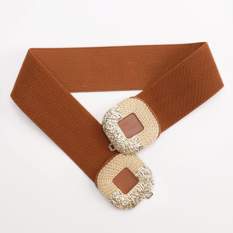 European and American elastic belt women's buckle elastic wide women's waist seal versatile dress coat sweater belt