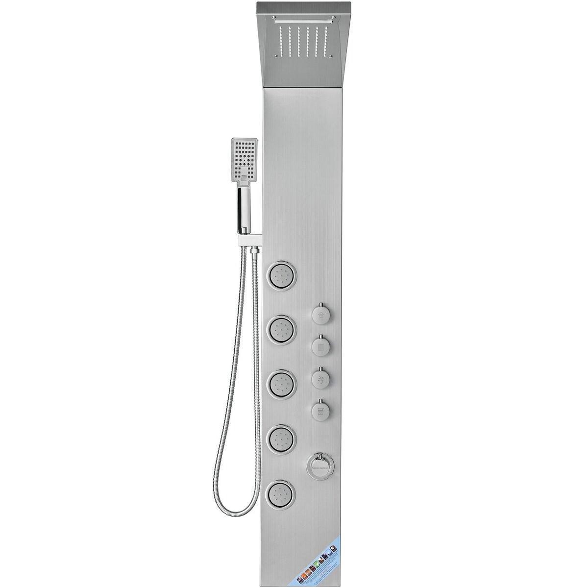 Système de panneau de douche, 4 modes de douche Panneau de douche Tour, Pluie, Cascade, 5 Jets de massage pour tout le corps et Douchette à main 3 réglages avec 59