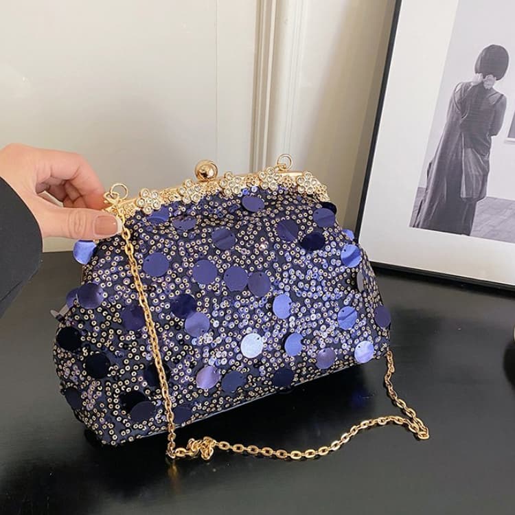 

Rhinestone Sequined Gold Bag Women s Banquet Handbag синій