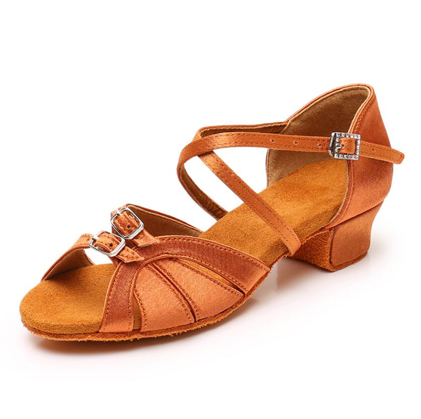 Children Dance Shoes for Girls Women Ballroom Latin shoes Ladies Modern Tango Dancing Performance Shoes Salsa Sandals 3.5CM Heel