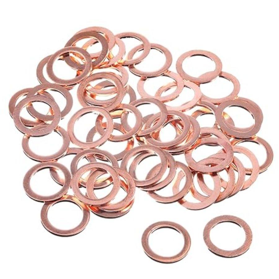 50 Pcs Oil Drain Plug Gasket Bulk, 14 mm Copper Oil Drain Plug Washer Gasket