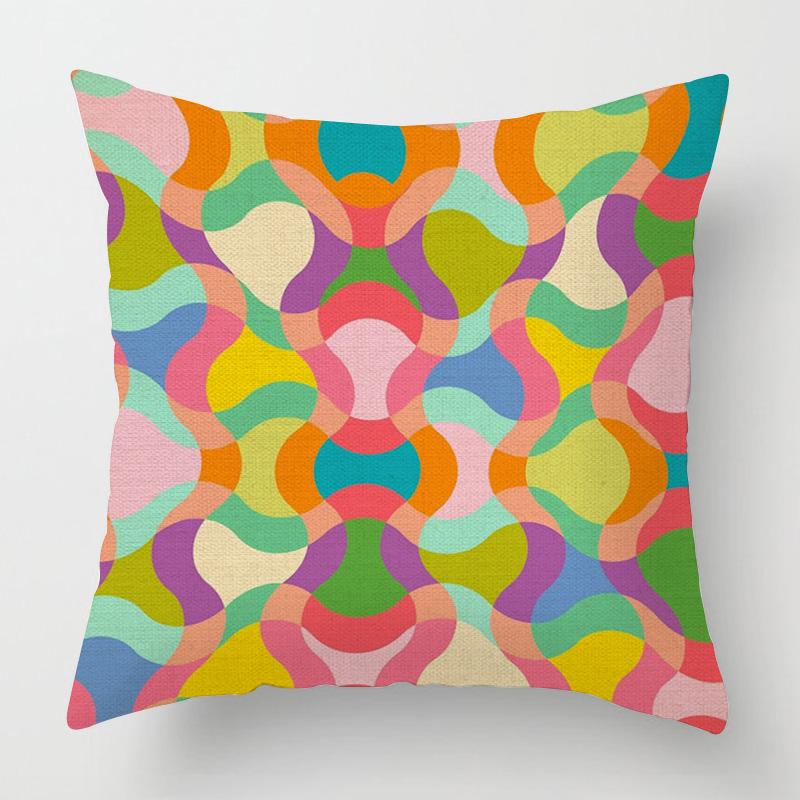 Home Decor Vibrant Retro Pattern Digital Print Pillow Covers Pattern Cushion Cover Suitable For Sofa Bedroom Car Pillow Cover