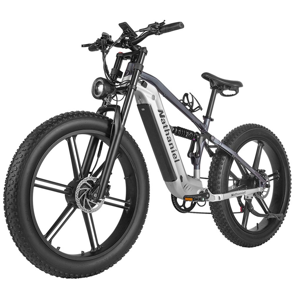 Electric Bicycle Nathaniel SYR09 26" Fat Tire 1000Wx2 Peak Motor Fully Suspended Adult Electric Bike 48V 20Ah Dual Hydraulic Brake 7 Speed