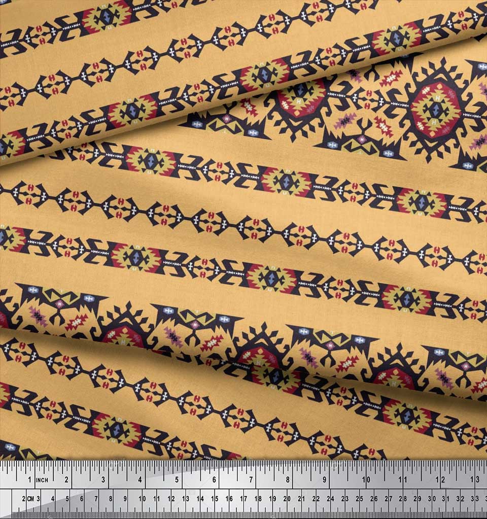 Soimoi Țesătură Satin Crep Japonez Aztec Sud-Vest Imprimată 1 metru 42 Inch