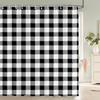 Simple Geometric Pattern Fabric Shower Curtain Bathroom Curtains  Stripes Mosaic Bath Screen Waterproof Polyester with 12 Hooks