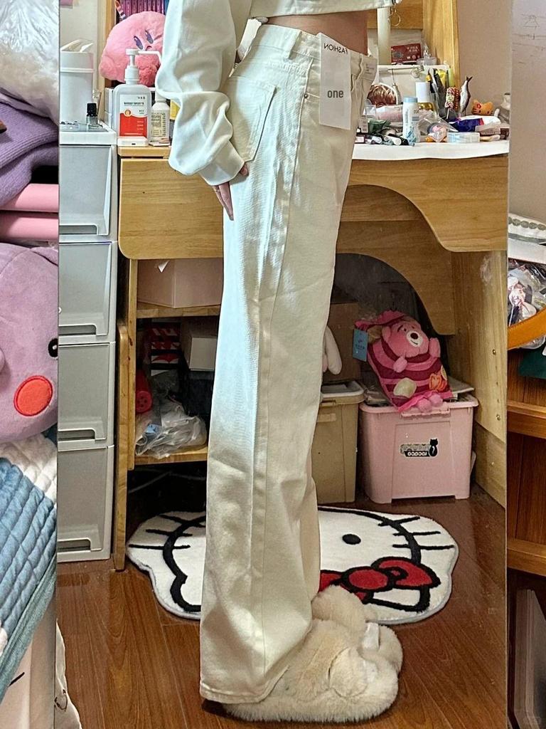 Hong Kong Style High-Waisted Slim-Fit Wide-Leg Pants