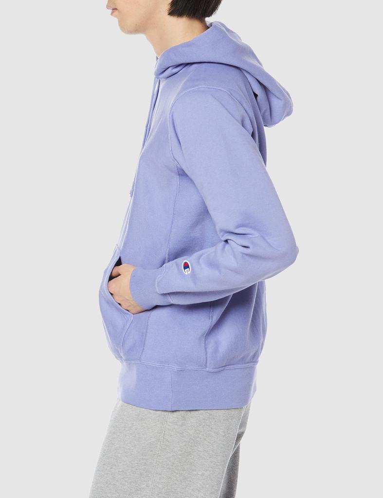 Hoodie Sweatshirt Fleece Long Sleeve Cotton 10oz One Point Logo Embroidery Reverse Weave Hooded Sweatshirt Dull Purple S [Champion] 100% C3-T110 Men's