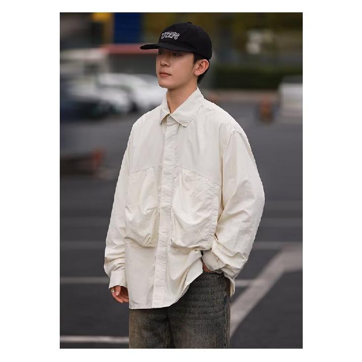 

Рубашка с длинным рукавом с буквенным принтом 2024 года в японском стиле в стиле Гонконга, свободная рубашка для мальчиков, летнее модное универсальное повседневное пальто 2XL абрикосовый