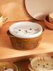 Ceramic Bowls Cartoon Japanese Ceramic Cat Dog Noodle Bowls with Lids Cute Animal Soup Salad Fruit Bowl Box Kitchen Tableware