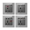 UK 13A 220V Dual Outlet with 18W Type-C Quick Charge,1/2 Way Light Switch Panel, Tempered Glass Surface,Wall Socket for TV/Phone