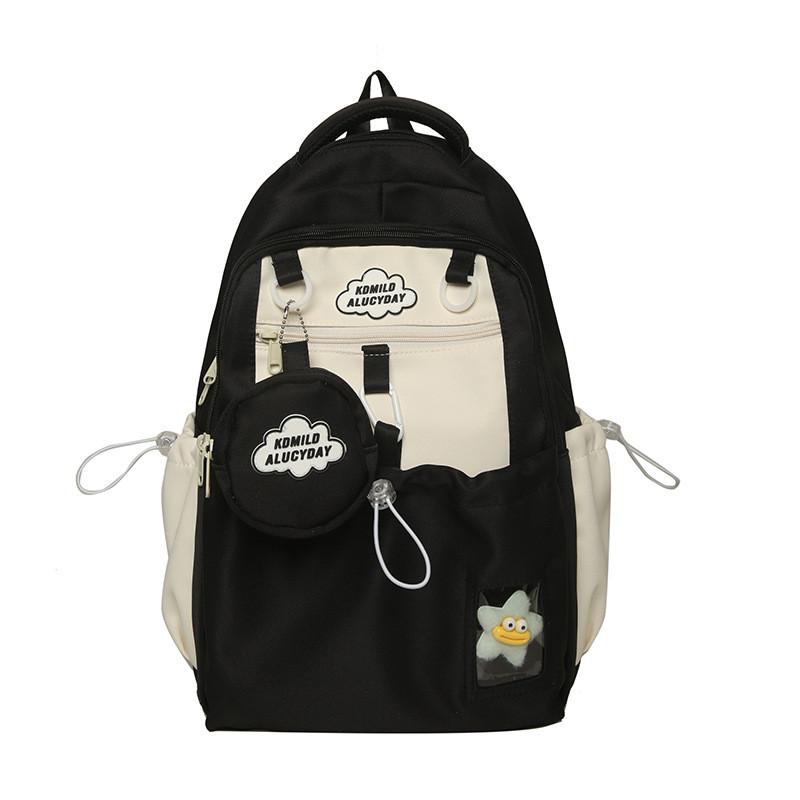 Girls Nylon School Backpack Waterproof Soft Sweet Style For Campus Use